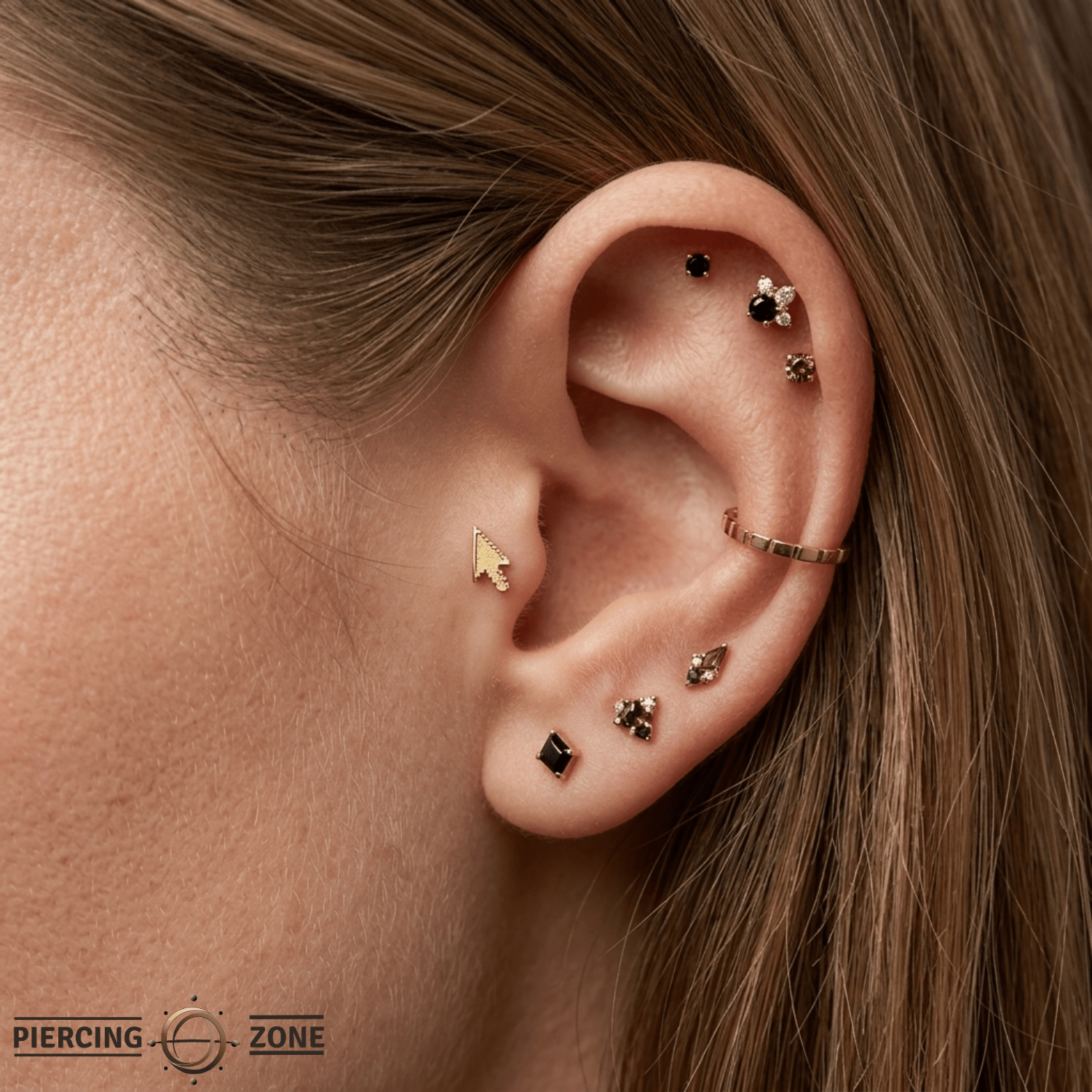 Pixel Mouse Cursor – 14K Gold Threadless/Threaded End - piercing - zone.com