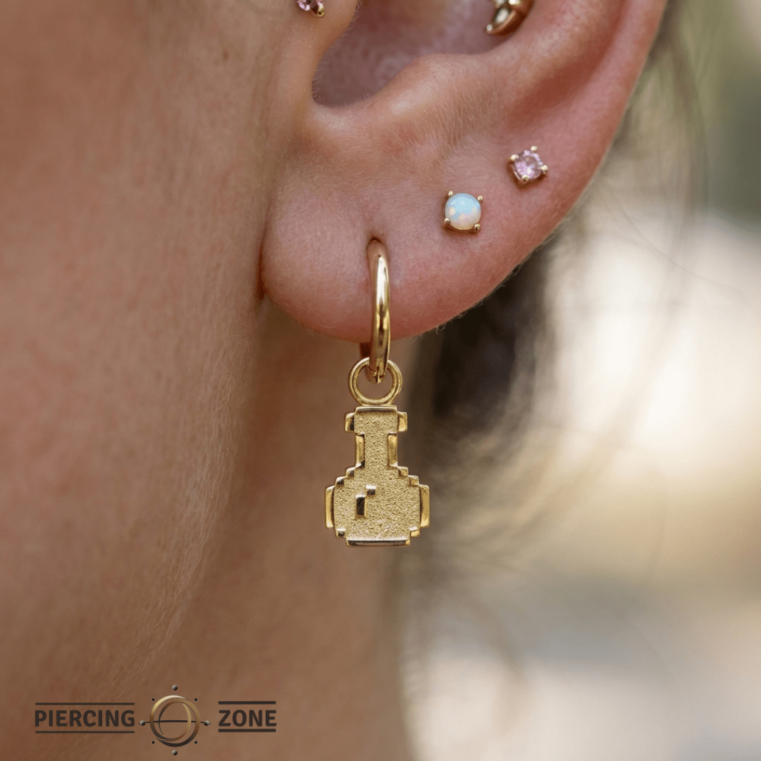 Pixel Potion – 14K & 18K Gold Charm - piercing - zone.com