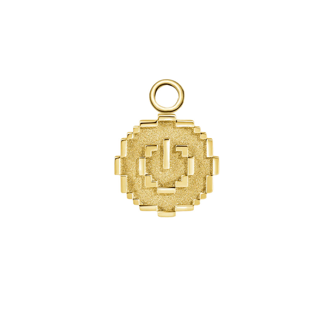 Pixel Power Button – 14K & 18K Gold Charm - piercing - zone.com