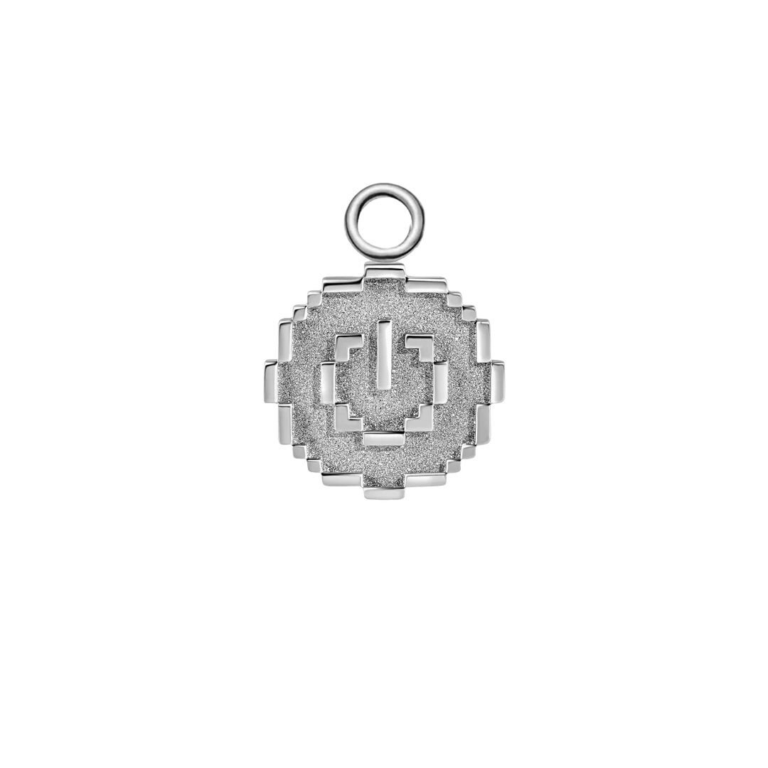Pixel Power Button – 14K & 18K Gold Charm - piercing - zone.com
