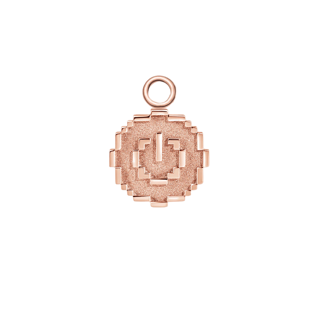 Pixel Power Button – 14K & 18K Gold Charm - piercing - zone.com