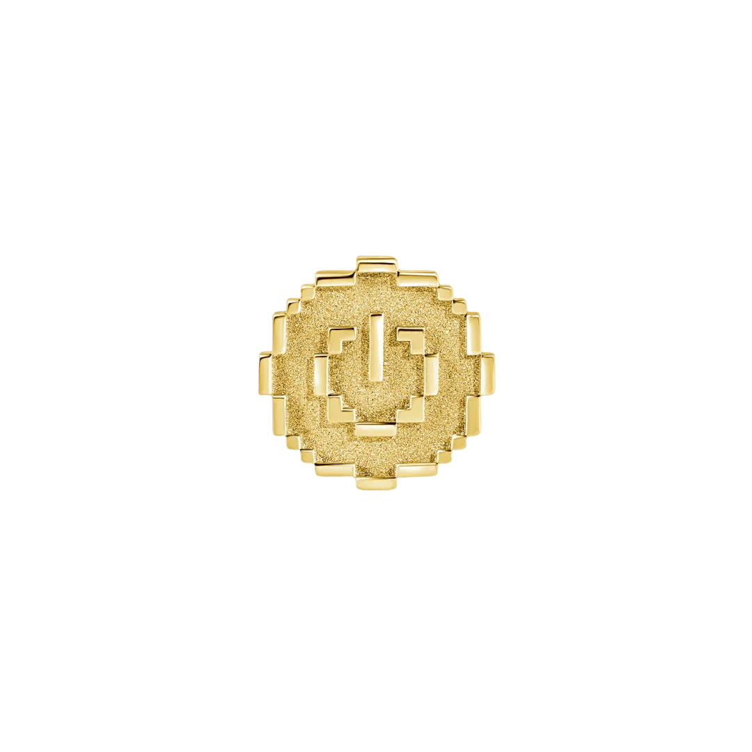 Pixel Power Button – 14K Gold Threadless/Threaded End - piercing - zone.com