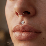 Pixel Power Button – 14K Gold Threadless/Threaded End - piercing - zone.com