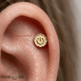 Pixel Power Button – 14K Gold Threadless/Threaded End - piercing - zone.com