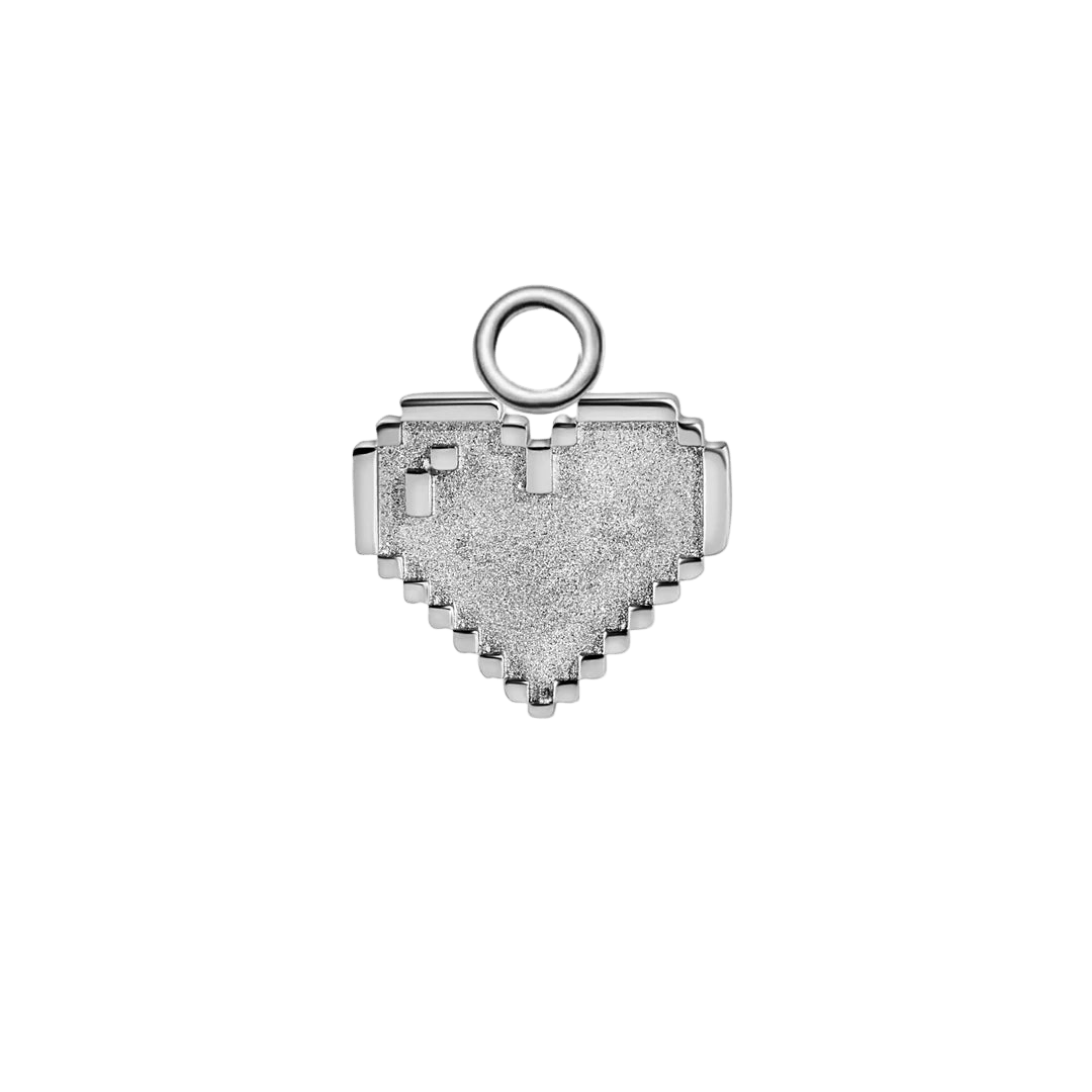 Pixel Shining Heart – 14K & 18K Gold Charm - piercing - zone.com
