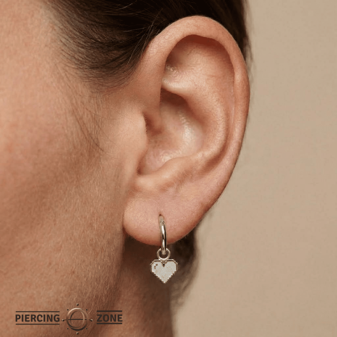 Pixel Shining Heart – 14K & 18K Gold Charm - piercing - zone.com