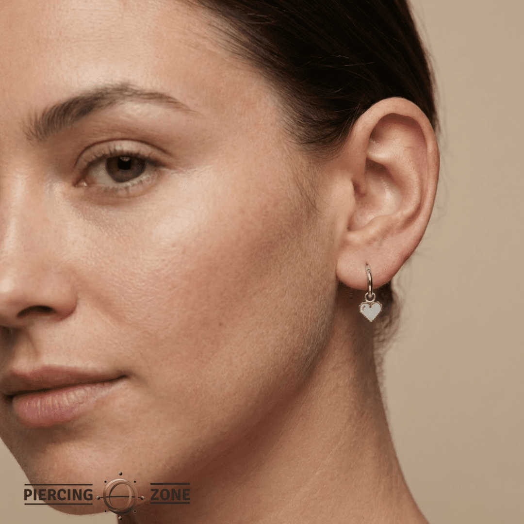 Pixel Shining Heart – 14K & 18K Gold Charm - piercing - zone.com