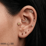 Pixel Shining Heart – 14K Gold Threadless/Threaded End - piercing - zone.com