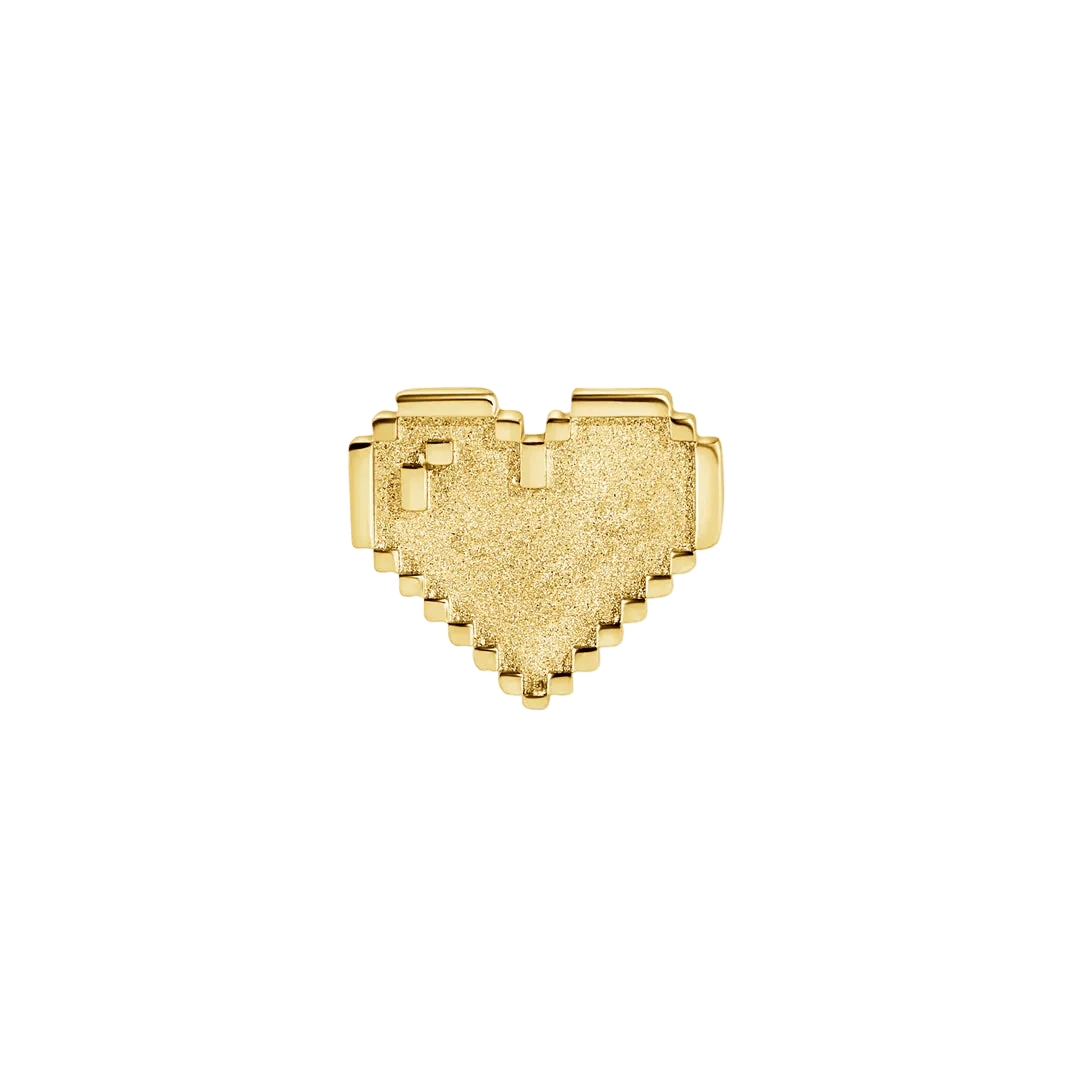 Pixel Shining Heart – 14K Gold Threadless/Threaded End - piercing - zone.com