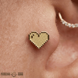 Pixel Shining Heart – 14K Gold Threadless/Threaded End - piercing - zone.com