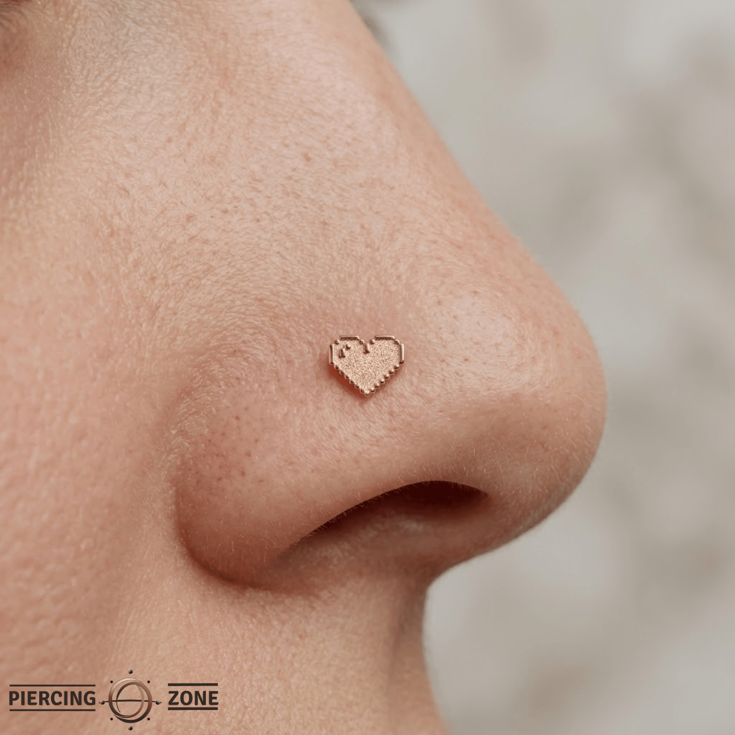 Pixel Shining Heart – 14K Gold Threadless/Threaded End - piercing - zone.com