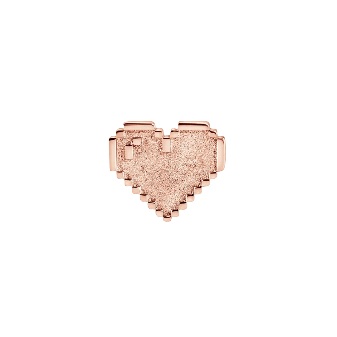 Pixel Shining Heart – 14K Gold Threadless/Threaded End - piercing - zone.com