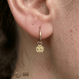 Pixel Skull Charm – 14K Gold Halloween Dangle - piercing - zone.com