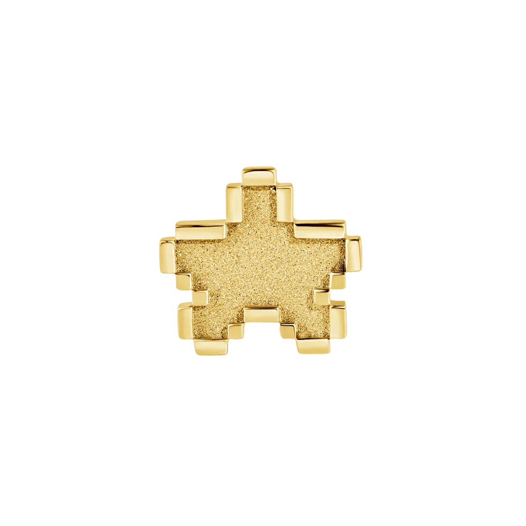 Pixel Star – 14K Gold Threadless/Threaded End - piercing - zone.com