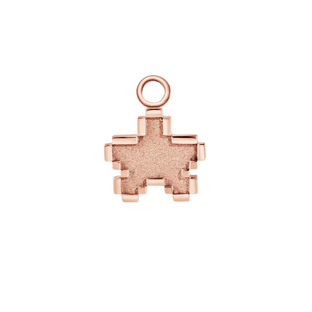 Pixel Star Charm - 14K/18K Gold Charm - piercing - zone.com