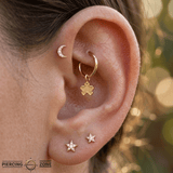 Pixel Star Charm - 14K/18K Gold Charm - piercing - zone.com