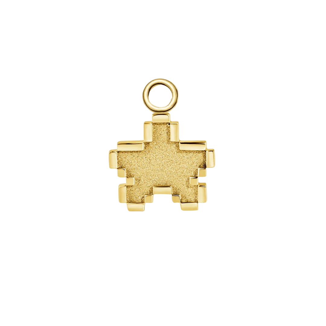 Pixel Star Charm - 14K/18K Gold Charm - piercing - zone.com