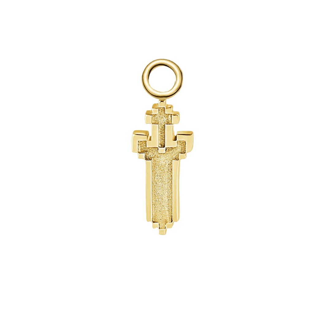 Pixel Sword – 14K & 18K Gold Charm - piercing - zone.com