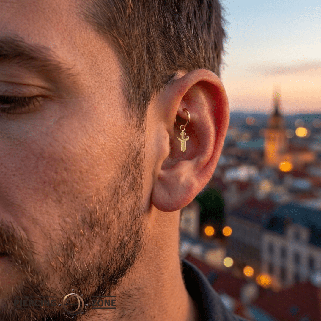 Pixel Sword – 14K & 18K Gold Charm - piercing - zone.com