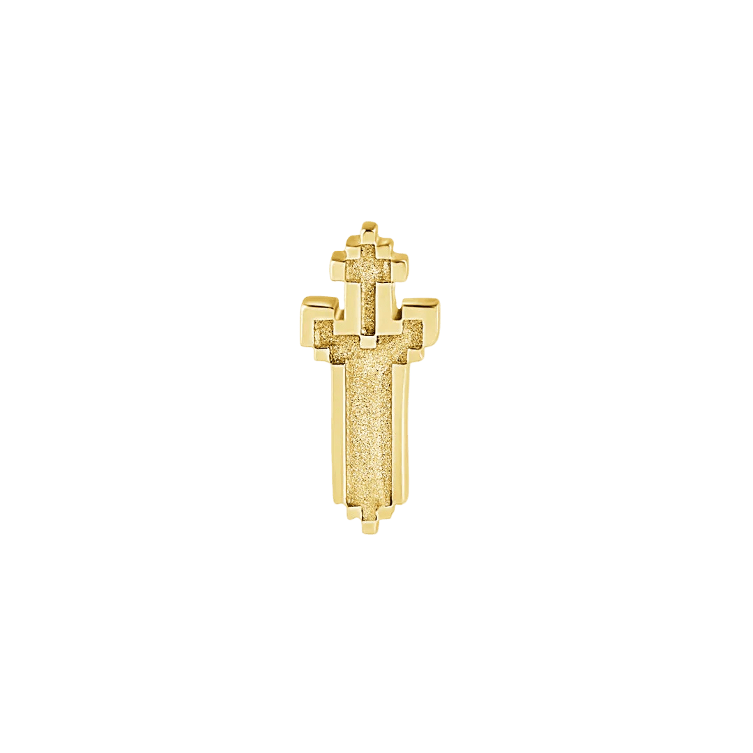 Pixel Sword – 14K Gold Threadless/Threaded End - piercing - zone.com