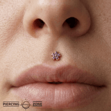 Pixie – Birthstone Floral End – 14K Gold Threadless Jewelry - piercing - zone.com