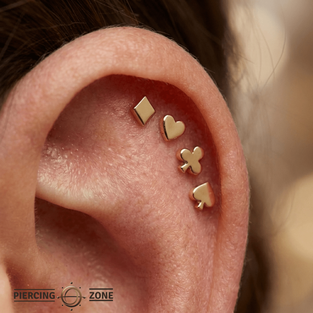 Playing Cards – 14K Gold Threadless/Threaded End - piercing - zone.com