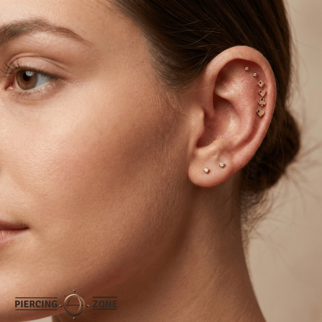 Playing Cards with Gems – 14K Gold Threadless/Threaded End - piercing - zone.com