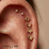 Playing Cards with Gems – 14K Gold Threadless/Threaded End - piercing - zone.com