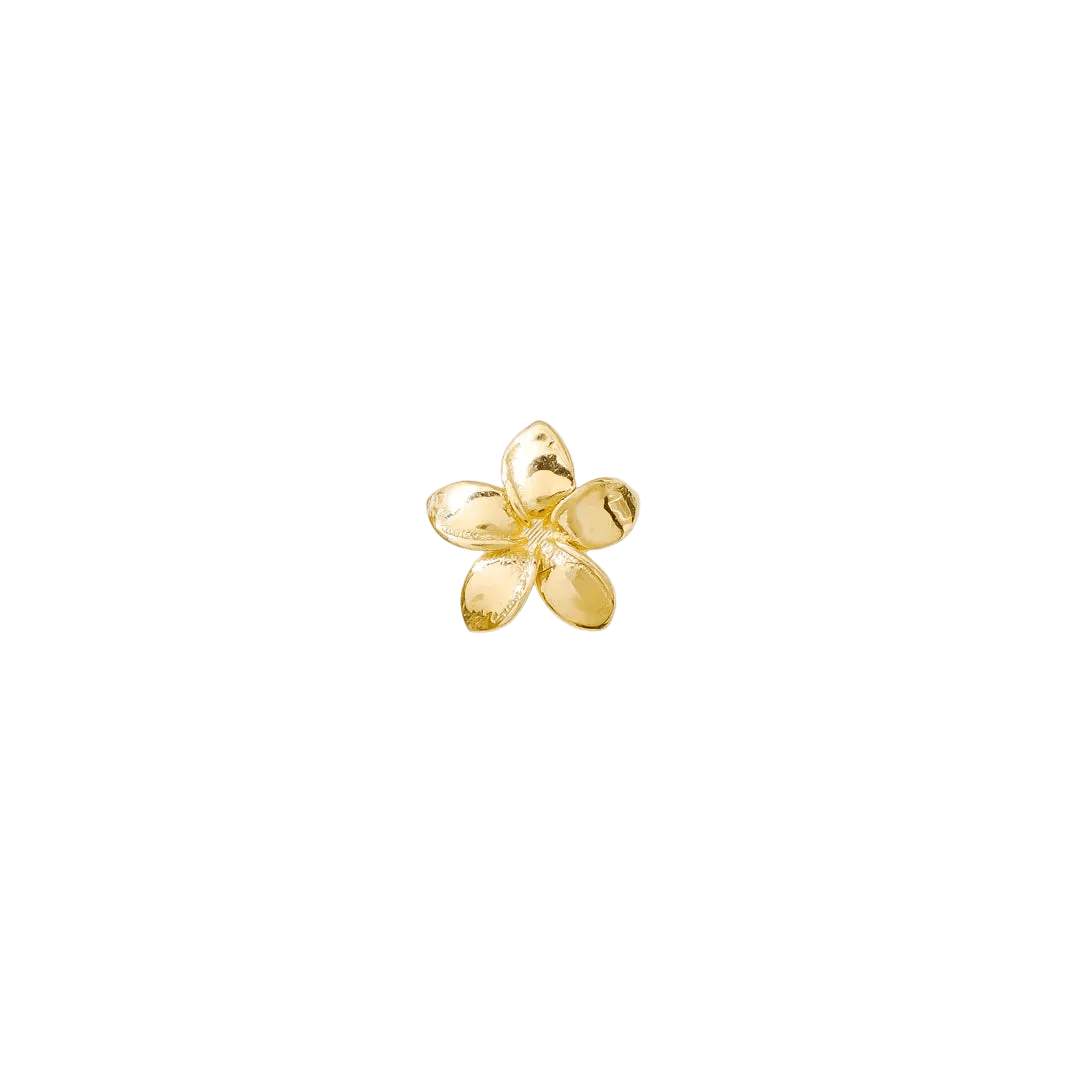 Plumeria Pin - 14K Gold Floral Threadless End - piercing - zone.com