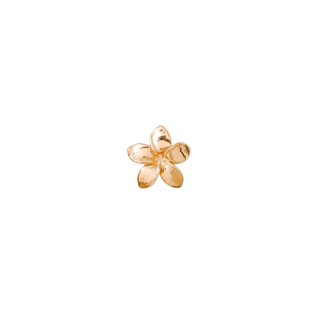 Plumeria Pin - 14K Gold Floral Threadless End - piercing - zone.com
