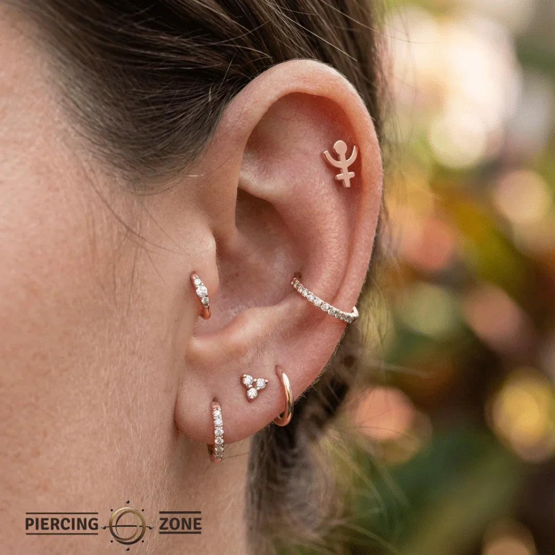 Pluto Symbol – 14K/18K Gold Flat Threadless End - piercing - zone.com