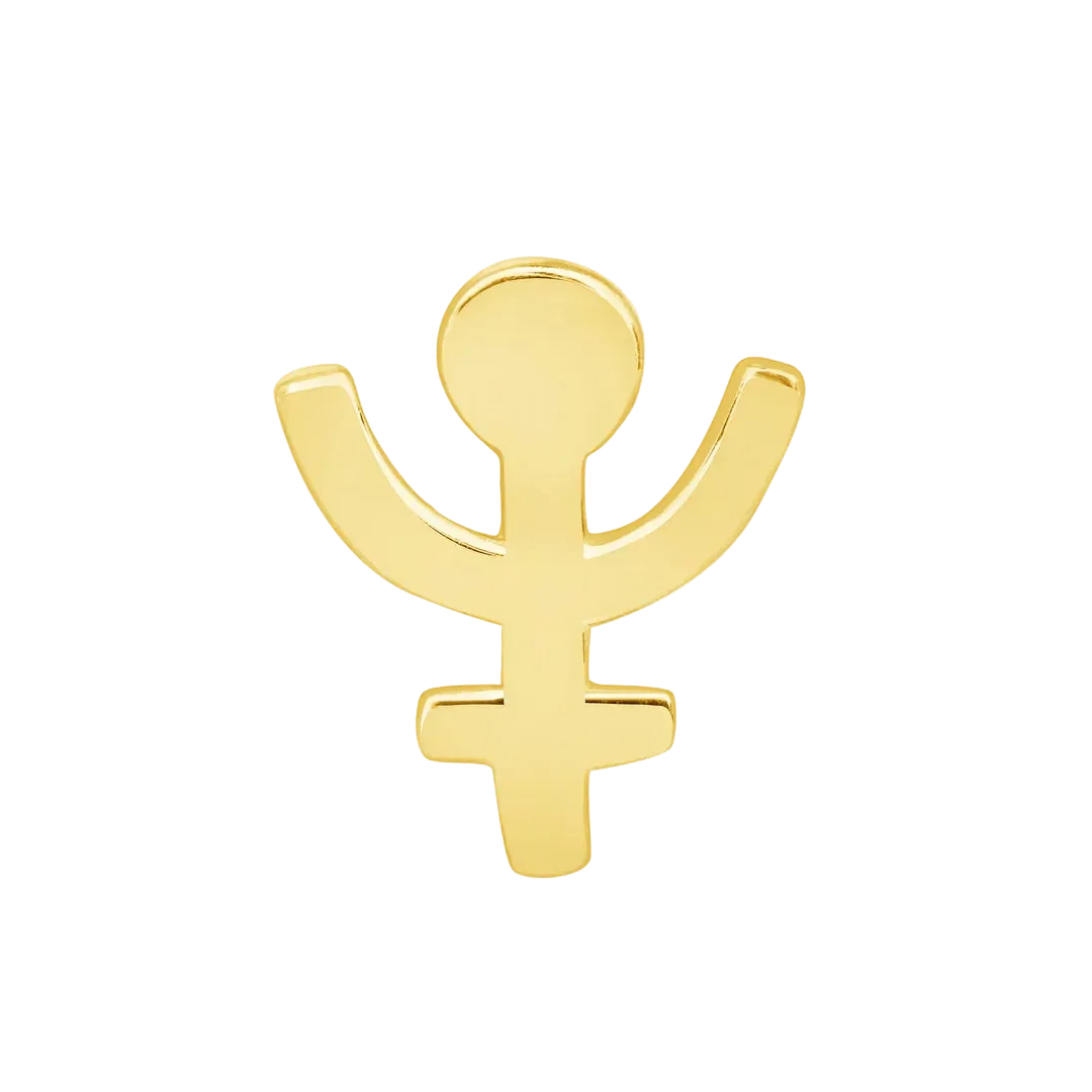 Pluto Symbol – 14K/18K Gold Flat Threadless End - piercing - zone.com