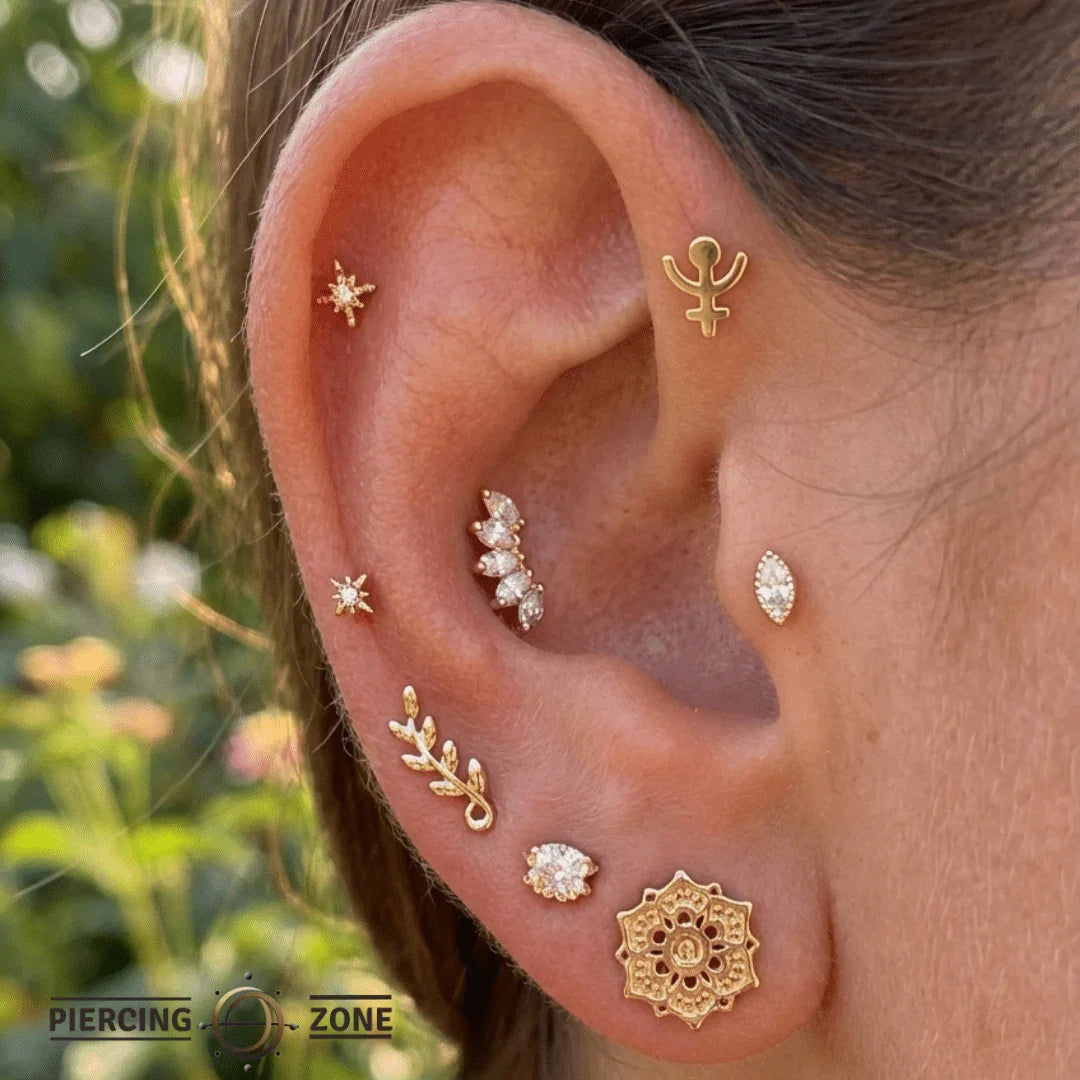 Pluto Symbol – 14K/18K Gold Flat Threadless End - piercing - zone.com