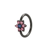 Pointed Bloom - 14K Gold 7 Stone Flower Fixed Bead Ring - piercing - zone.com