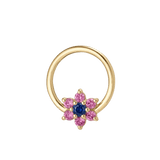 Pointed Bloom - 14K Gold 7 Stone Flower Fixed Bead Ring - piercing - zone.com