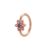 Pointed Bloom - 14K Gold 7 Stone Flower Fixed Bead Ring - piercing - zone.com