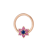 Pointed Bloom - 14K Gold 7 Stone Flower Fixed Bead Ring - piercing - zone.com