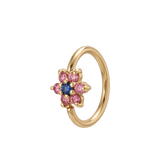 Pointed Bloom - 14K Gold 7 Stone Flower Fixed Bead Ring - piercing - zone.com