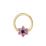 Pointed Bloom - 14K Gold 7 Stone Flower Fixed Bead Ring