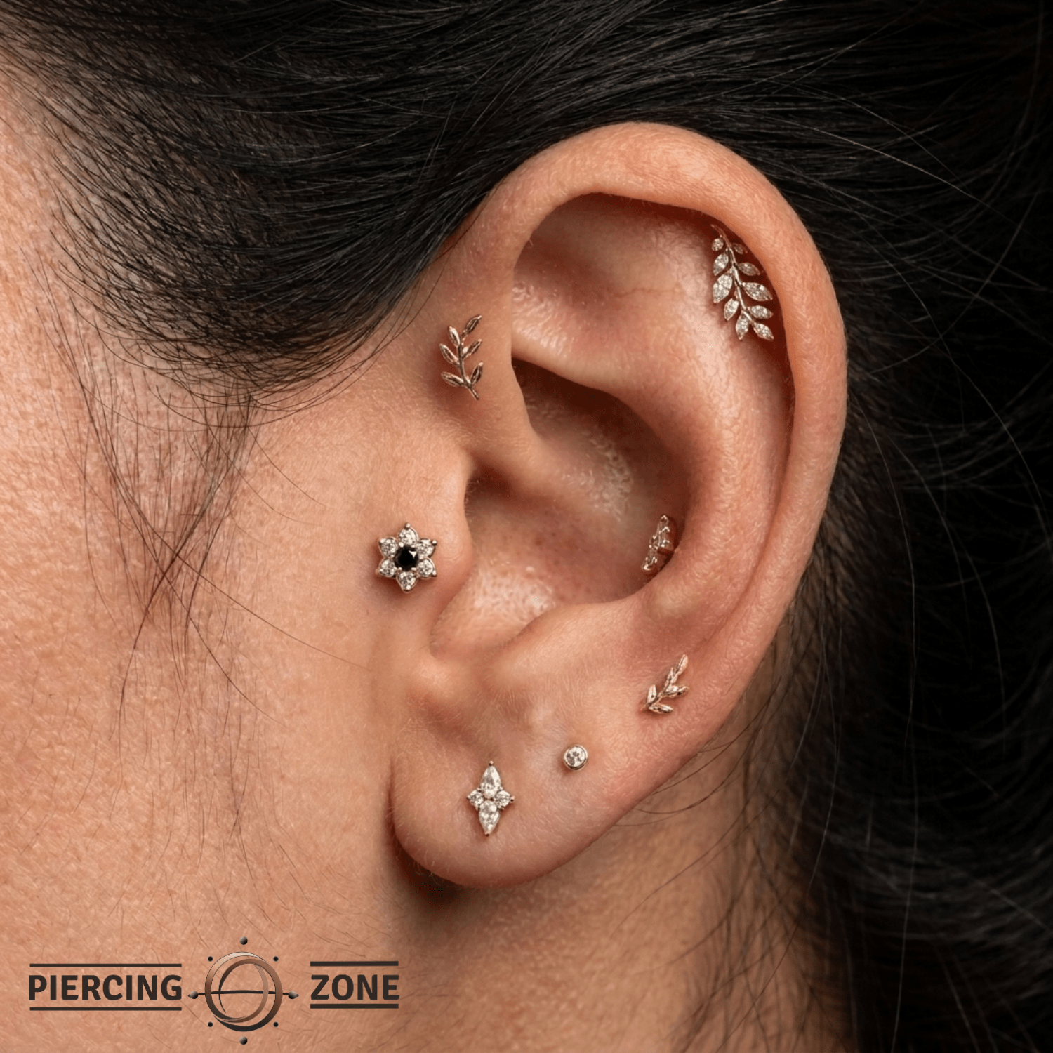 Pointy Flower - 14K Gold Threadless/Threaded - piercing - zone.com
