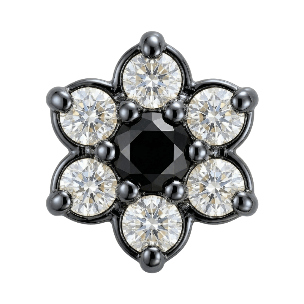 Pointy Flower - 14K Gold Threadless/Threaded - piercing - zone.com