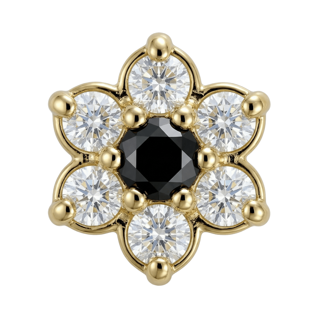 Pointy Flower - 14K Gold Threadless/Threaded - piercing - zone.com
