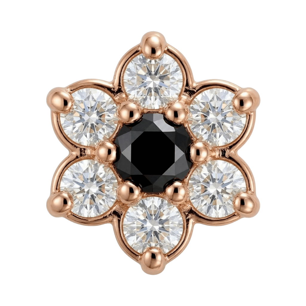 Pointy Flower - 14K Gold Threadless/Threaded - piercing - zone.com