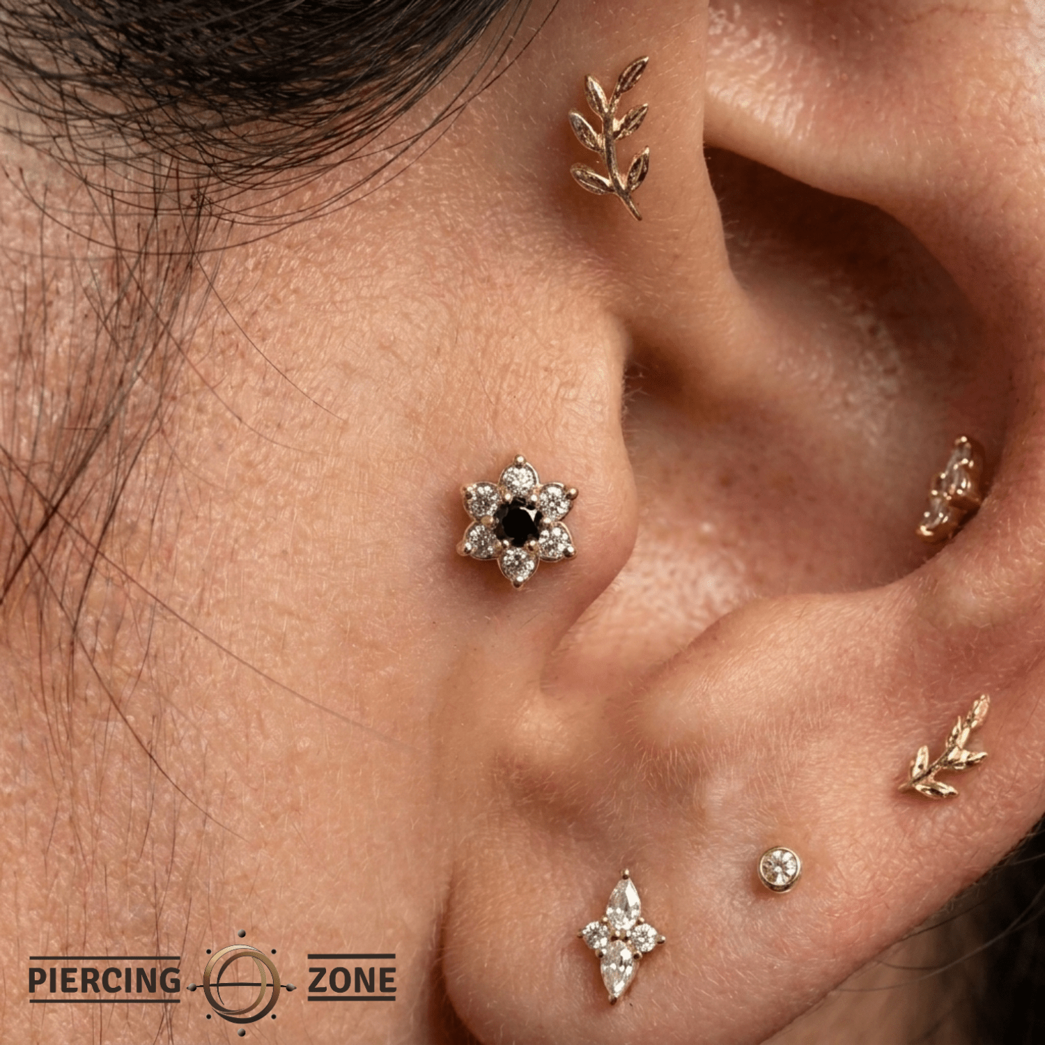 Pointy Flower - 14K Gold Threadless/Threaded - piercing - zone.com