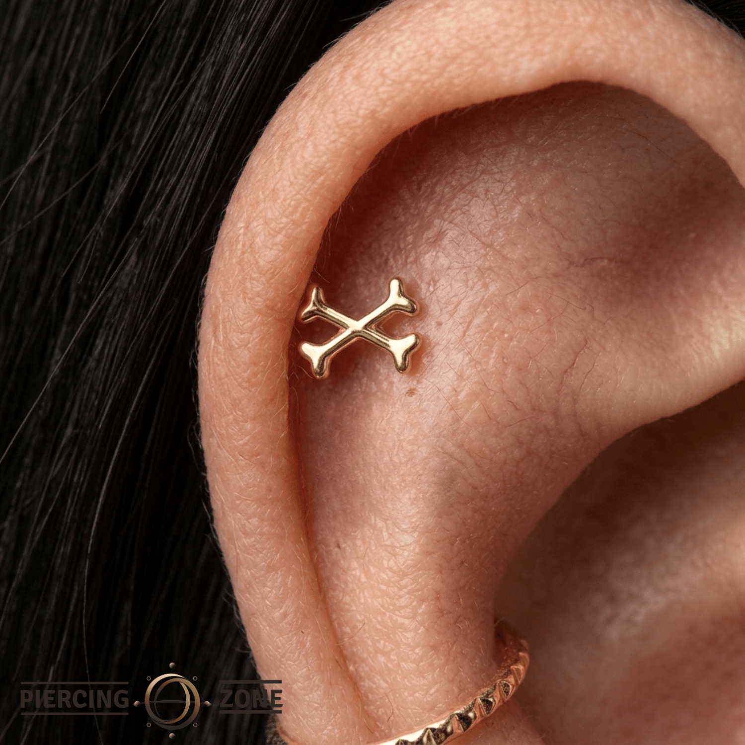 Poison – 14K Gold Skull & Crossbones Threadless End - piercing - zone.com
