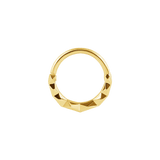 Polygon Seamless Ring – 14K Gold Geometric Cup & Divot Design - piercing - zone.com