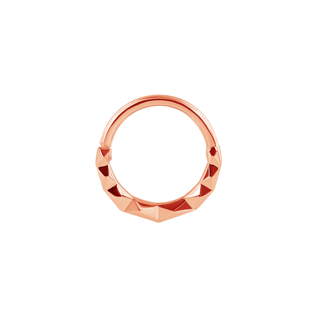 Polygon Seamless Ring – 14K Gold Geometric Cup & Divot Design - piercing - zone.com
