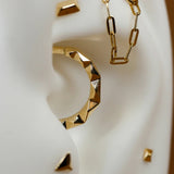 Polygon Seamless Ring – 14K Gold Geometric Cup & Divot Design - piercing - zone.com