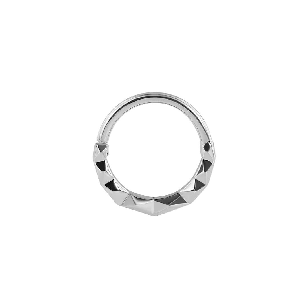 Polygon Seamless Ring – 14K Gold Geometric Cup & Divot Design - piercing - zone.com