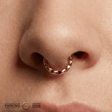 Polygon Seamless Ring – 14K Gold Geometric Cup & Divot Design - piercing - zone.com